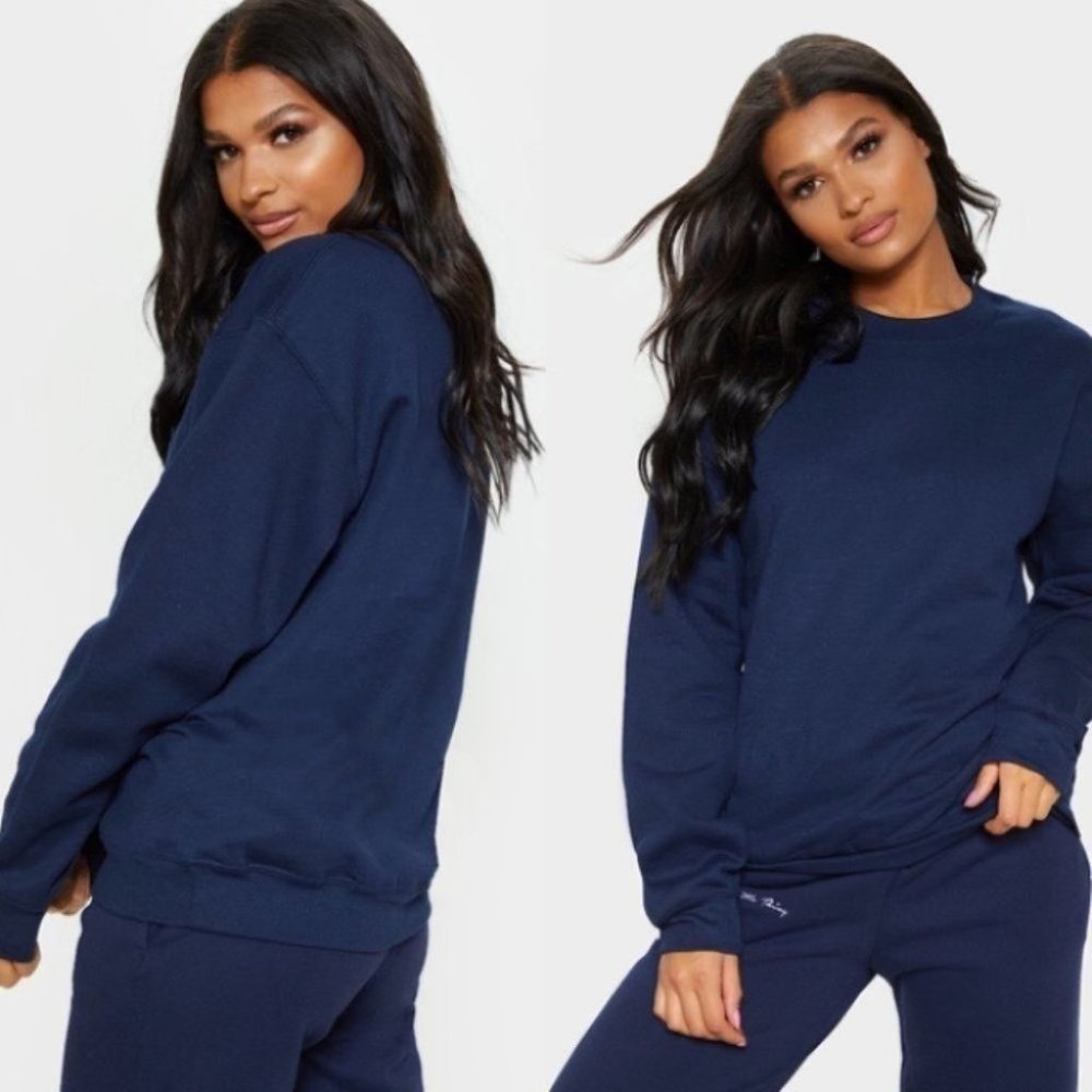 PrettyLittleThing Navy Oversized Sweatshirt